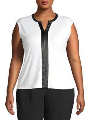 Calvin Klein Plus Plus Split Neck Top