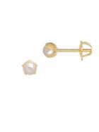 Lord & Taylor 2.5mm White Pearl And 14k Yellow Gold Stud Earrings