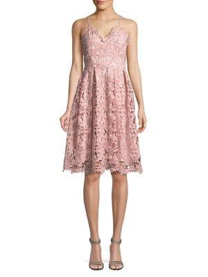 Design Lab Crochet Lace V-neck Dress