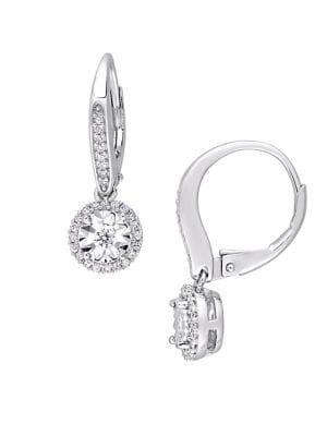 Sonatina Diamond And Sterling Silver Halo Circle Drop Earrings