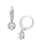 Sonatina Diamond And Sterling Silver Halo Circle Drop Earrings