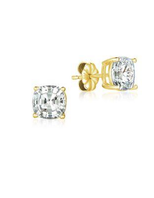 Crislu Classic Crystal And Sterling Silver Solitaire Asscher Stud Earrings