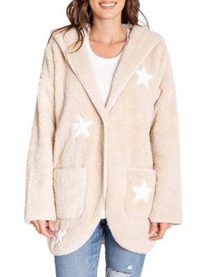 Pj Salvage Star Printed Plush Cardigan