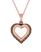 Levian Le Vian Chocolatier Diamond And 14k Rose Gold Heart Pendant Necklace
