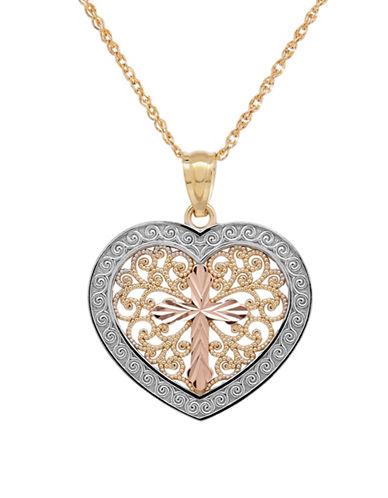 Lord & Taylor 14k Gold Filigree Heart Pendant Necklace