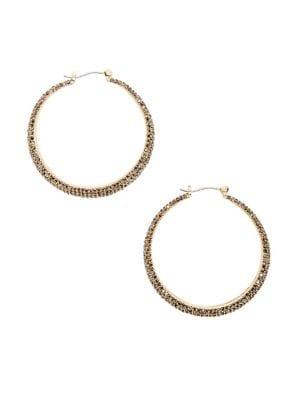 Sole Society Goldtone And Glass Stone Pave Hoop Earrings