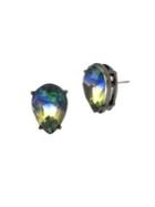 Betsey Johnson Shake Your Tail Feather Crystal Rainbow Stud Earrings