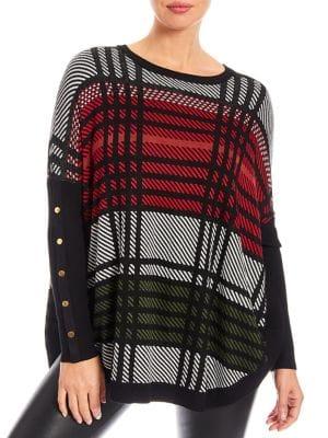 Joseph A Plaid Poncho Sweater