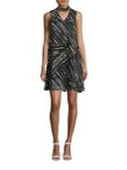 Calvin Klein Sleeveless Printed Choker Dress
