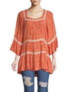 Free People Floral Ruffled Tunic