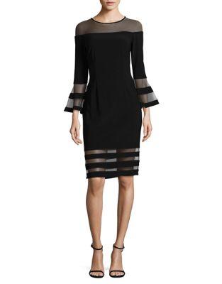 Betsy & Adam Plus Illusion Bell Sleeve Dress