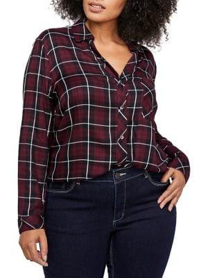 Addition Elle Love And Legend Plus Long-sleeve Plaid Blouse