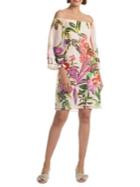 Trina Turk Shangri-la Amaris Silk Off-the-shoulder Shift Dress