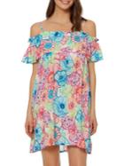Bleu By Rod Beattie Ruffled Cold-shoulder Cover-up Dress