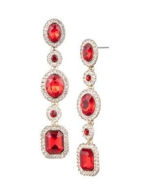 Givenchy Goldtone & Crystal Linear Earrings