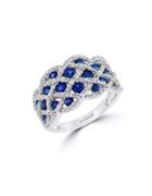Effy Royale Bleu Diamond, Sapphire And 14k White Gold Ring
