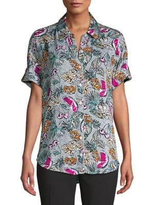 Lord & Taylor Printed Short-sleeve Button-down Shirt