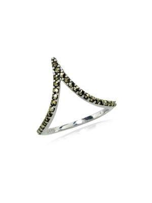Designs Sterling Silver & Marcasite V Ring