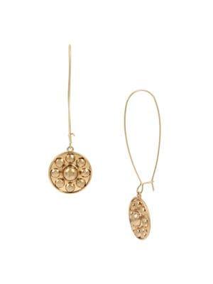 Robert Lee Morris Goldtone Shield Long Drop Earrings