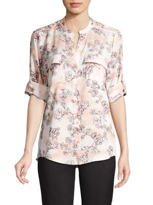 Calvin Klein Printed Roll-sleeve Top