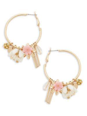 Design Lab Goldtone Charm Cluster Hoop Earrings