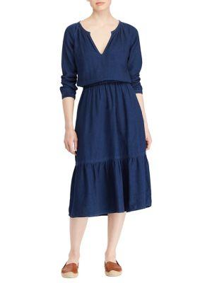 Lauren Ralph Lauren Quarter-sleeve Midi Dress