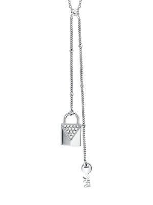 Michael Kors Mercer Sterling Silver & Crystal Lariat Necklace