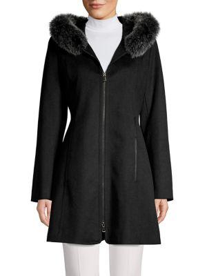 Forecaster Of Boston Platinum Fox Fur-trim Wool-blend Coat