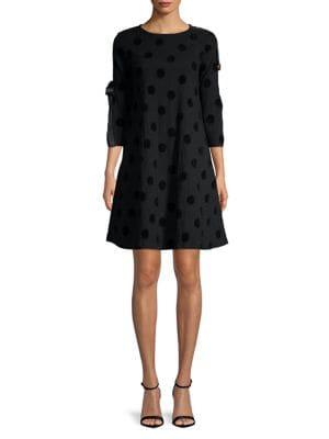 Caara Polka Dot Textured A-line Dress