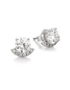 Crislu Classic Sterling Silver And Pure Platinum Accented Brilliant Stud Earrings
