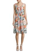 Donna Morgan Pleated Floral Dress