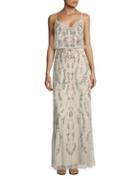 Adrianna Papell Floral Embellished Blouson Gown