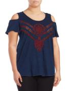 Lucky Brand Plus Plus Embroidered Cotton Top