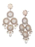 Marchesa Drama Goldtone, Faux Pearl & Crystal Chandelier Earrings