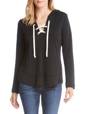 Karen Kane Lace-up Fleece Hoodie