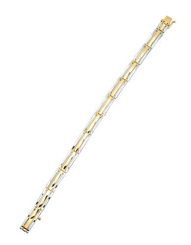 Lord & Taylor 14k Yellow Gold And Rhodium Elongated Link Bracelet