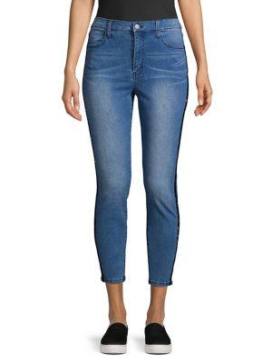 Design Lab Velvet Striped Cropped Jeans