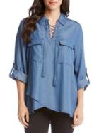 Karen Kane Tasseled Lace-up Top
