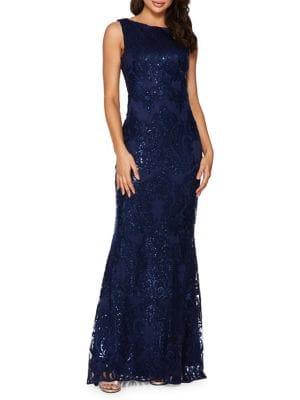 Quiz Sleeveless Sequin Gown