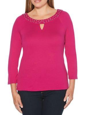 Rafaella Petites Embellished Three-quarter Sleeve Top