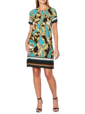 Rafaella Printed Short Sleeve A-line Dress