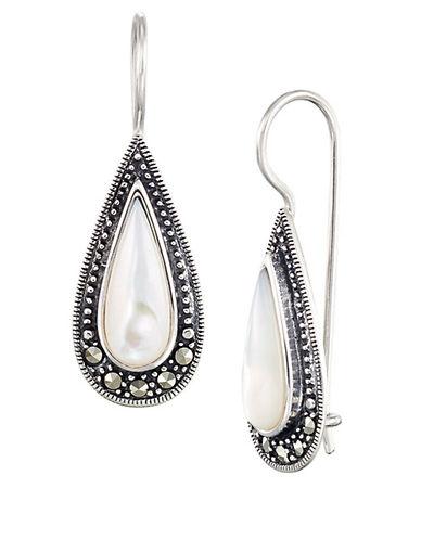 Lord & Taylor Sterling Silver And Mother Of Pearl Teardrop Earrings