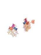 Lord & Taylor Lesa Michele Multicolored Crystal Baguette-shaped Cluster Style Stud Earrings