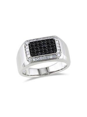 Sonatina Sterling Silver, Black Spinel & White Sapphire Ring