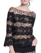 Tracy Reese Boatneck Poet-sleeve Lace-overlay Top