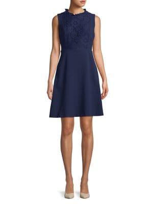Karl Lagerfeld Paris Lace Front Fit-and-flare Dress