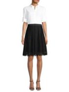 Karl Lagerfeld Paris Contrast Lace-hem Shirt Dress