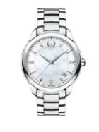 Movado Bellina Diamond, Mother-of-pearl And Stainless Steel Bracelet Watch