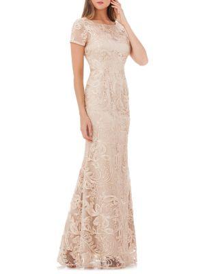 Js Collections Embroidered Lace A-line Gown