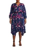 Eliza J Plus Floral Smocked Fit-&-flare Dress